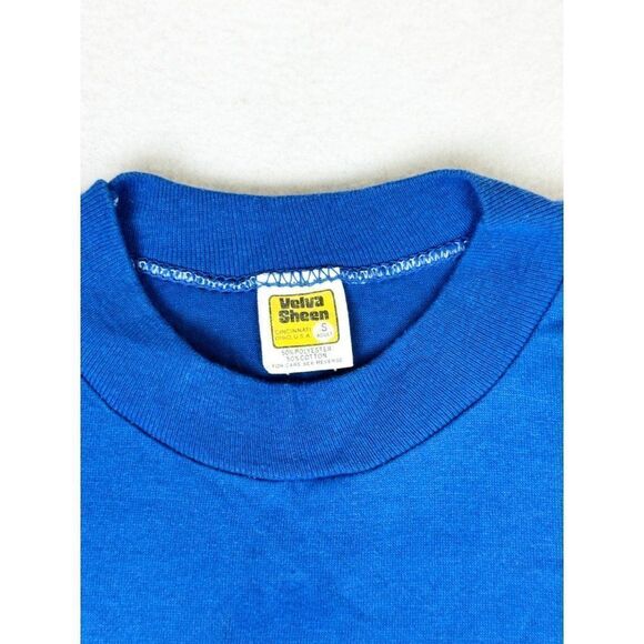 Vintage 80s Hamilton T-Shirt Small Blue Rainbow Single Stitch - Picture 4 of 7